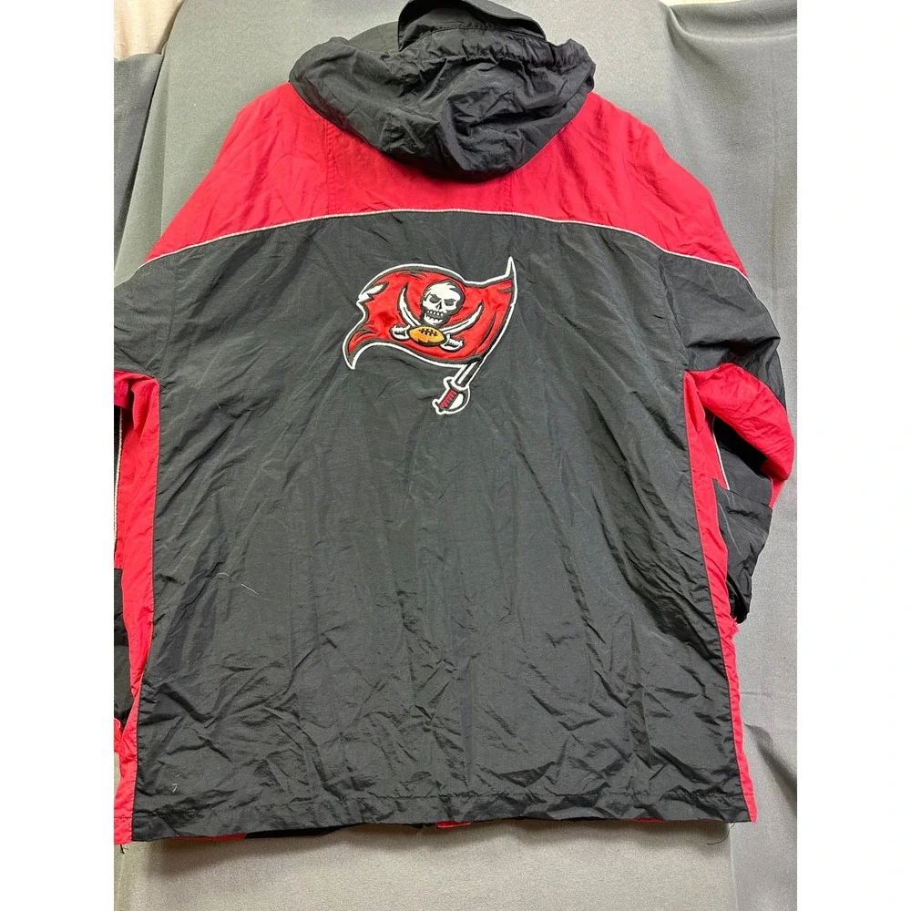 NFL Tampa Bay Buccaneers Hooded Jacket Red Black Colorblock Men Medium Full Zip